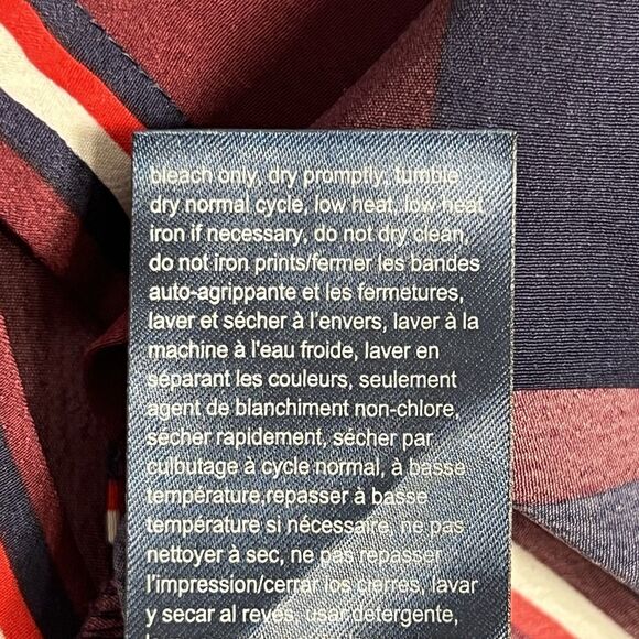 Tommy Hilfiger Navy Red Stripe Hidden Button 3/4 Roll Tab Sleeve Shirt Dress L - Picture 10 of 10